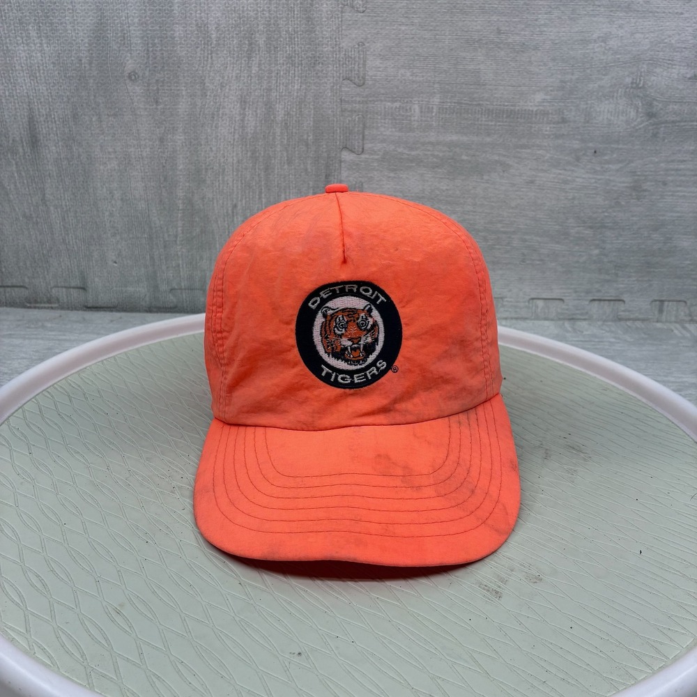 Vintage Detroit Tigers Hat Mens OSFA Orange Nylon Snapback MLB Baseball
